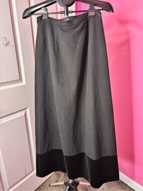 Vintage Joinus Black Metallic Sparkle Maxi Skirt Velvet Hem 29” Waist